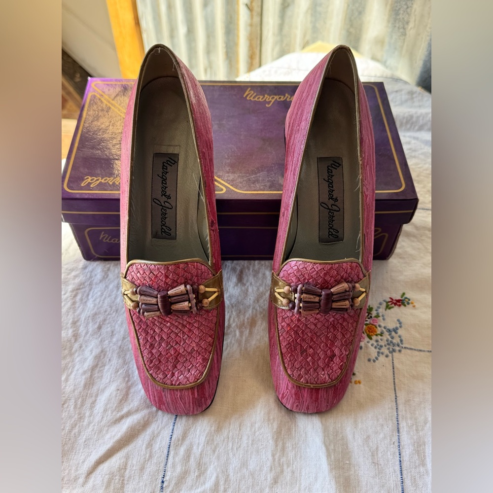 Margaret Jerrold beaded heeled loafers